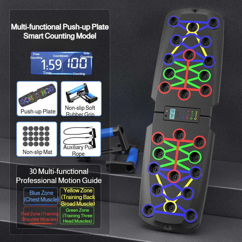 Portable Multifunctional Push-up Board Set Foldable Home Fitness Equipment for Chest Abdomen Arms and Back Training