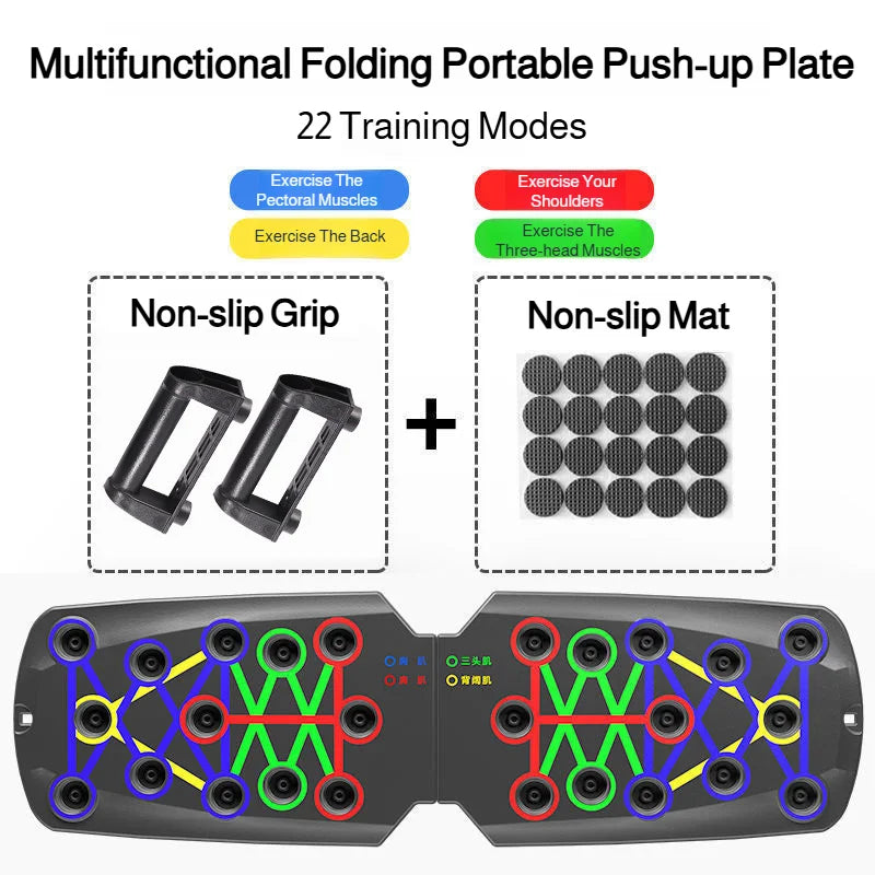 Portable Multifunctional Push-up Board Set Foldable Home Fitness Equipment for Chest Abdomen Arms and Back Training