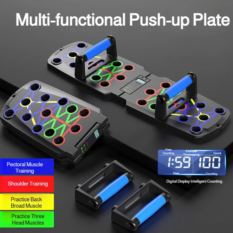 Portable Multifunctional Push-up Board Set Foldable Home Fitness Equipment for Chest Abdomen Arms and Back Training